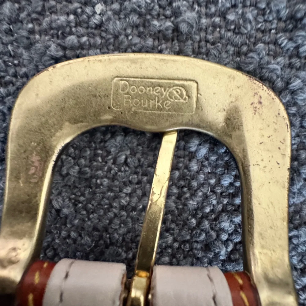 Vintage Dooney & Burke All Weather Leather Canvss Belt Cognag Brass Accent
